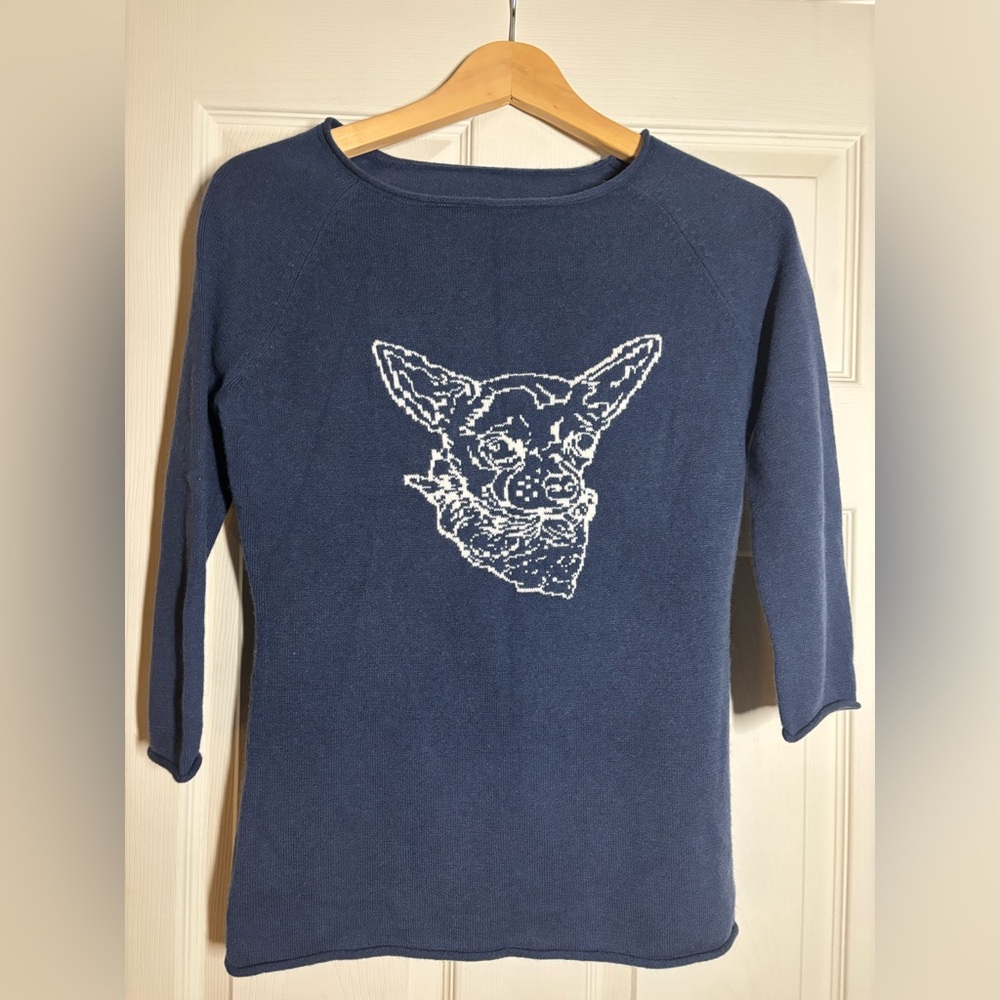 KatCashmere Chihuahua Crew Neck Cashmere Sweater